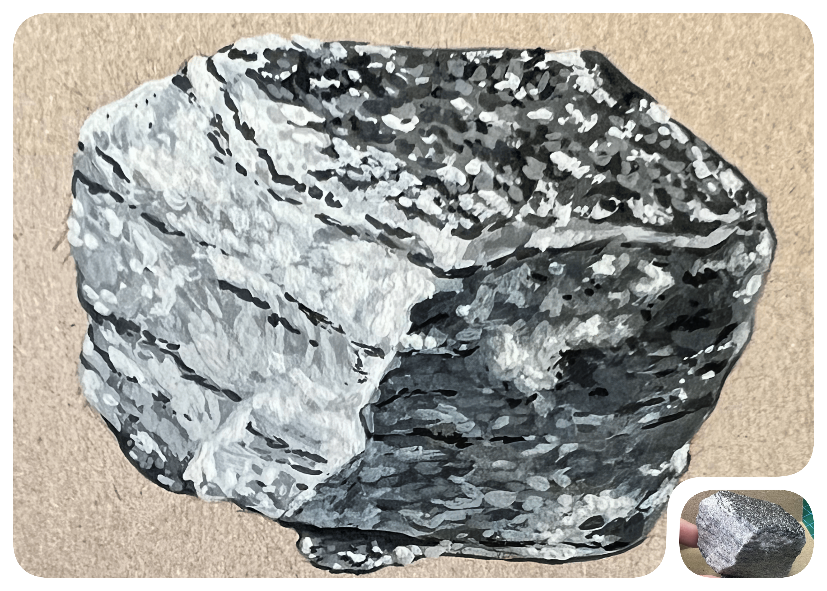 Scientific illustration of biotite gneiss