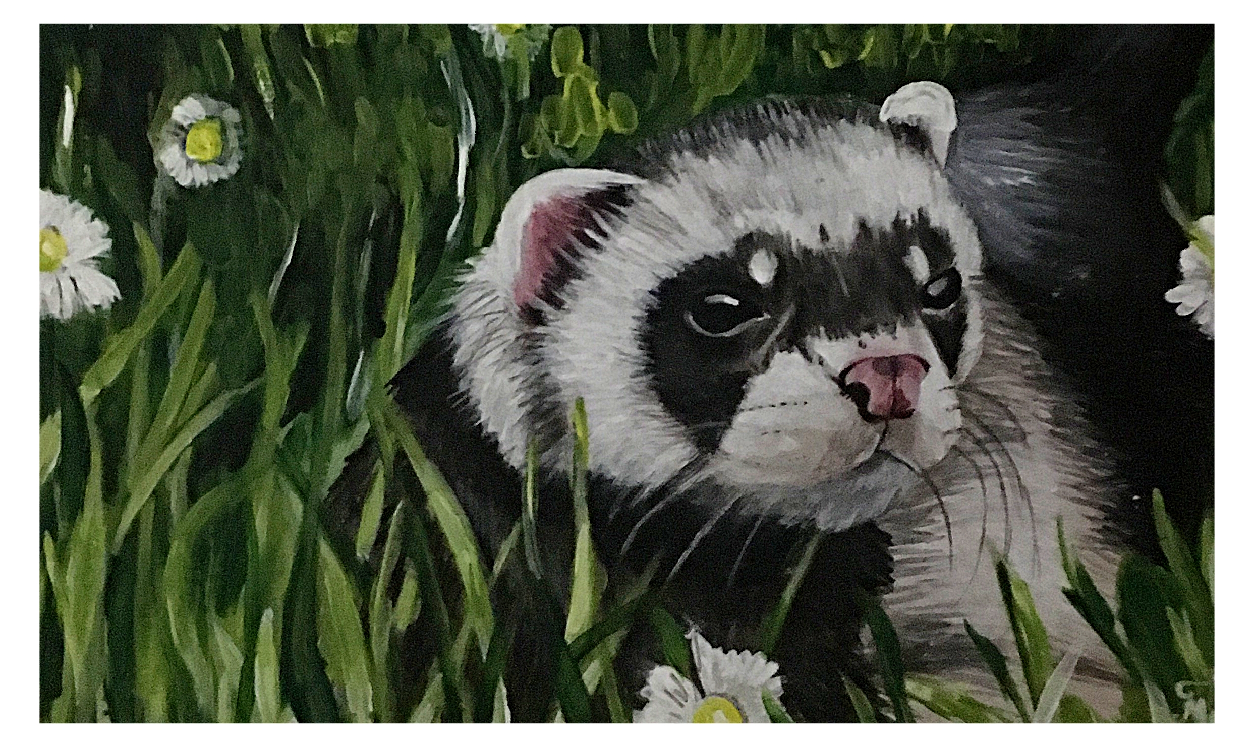 acrylic painting of ferret