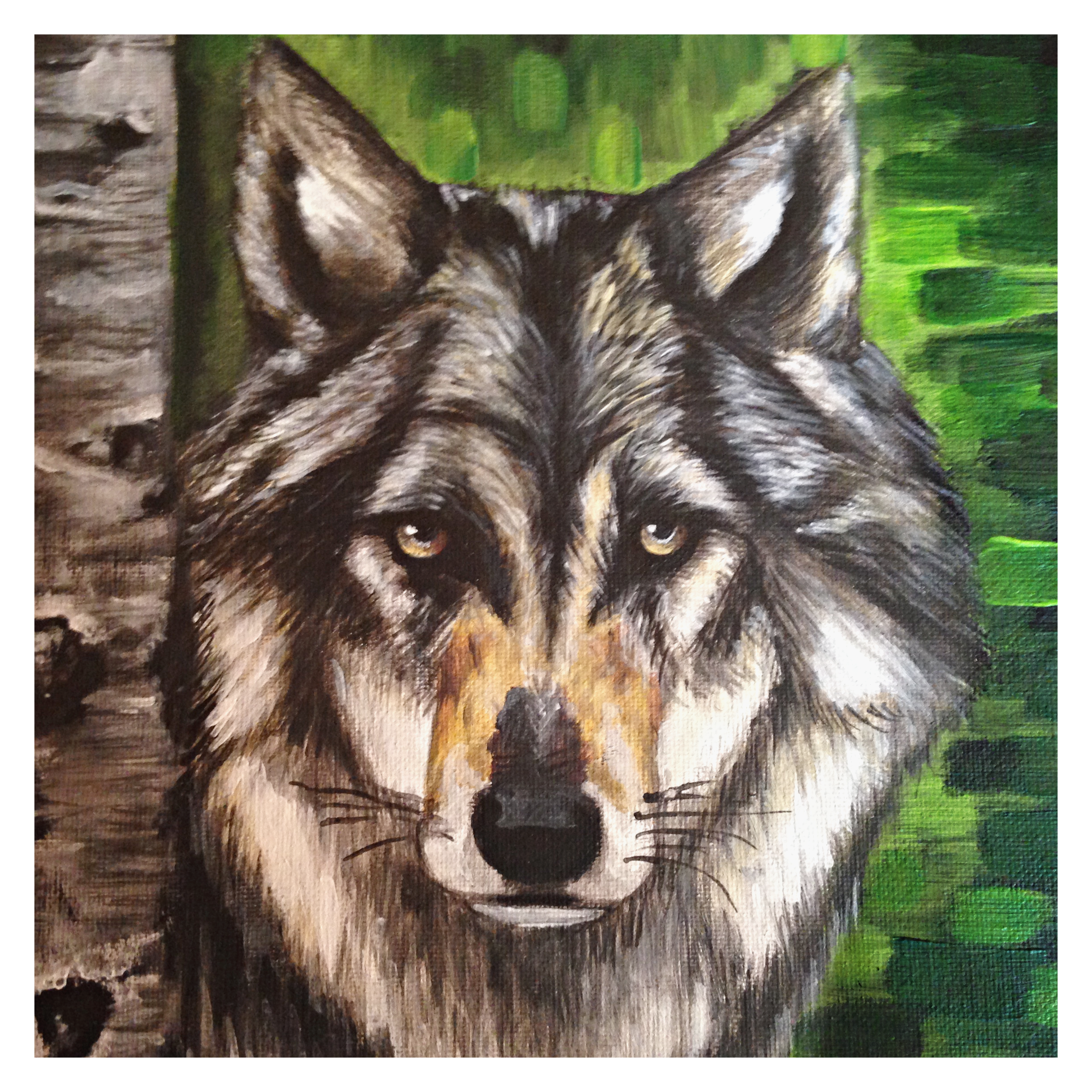 acrylic painting of wolf