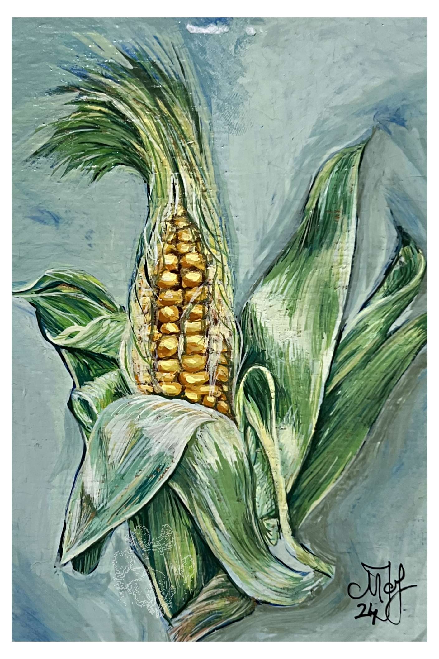 gouache painting of corn