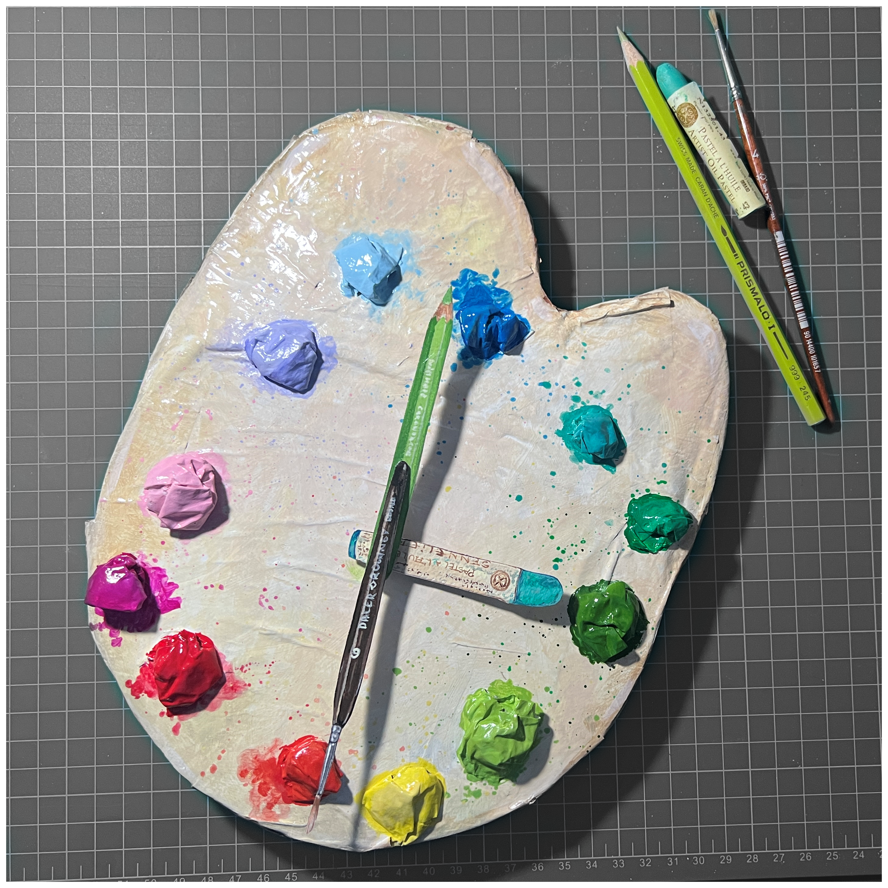 paint palette clock handmade