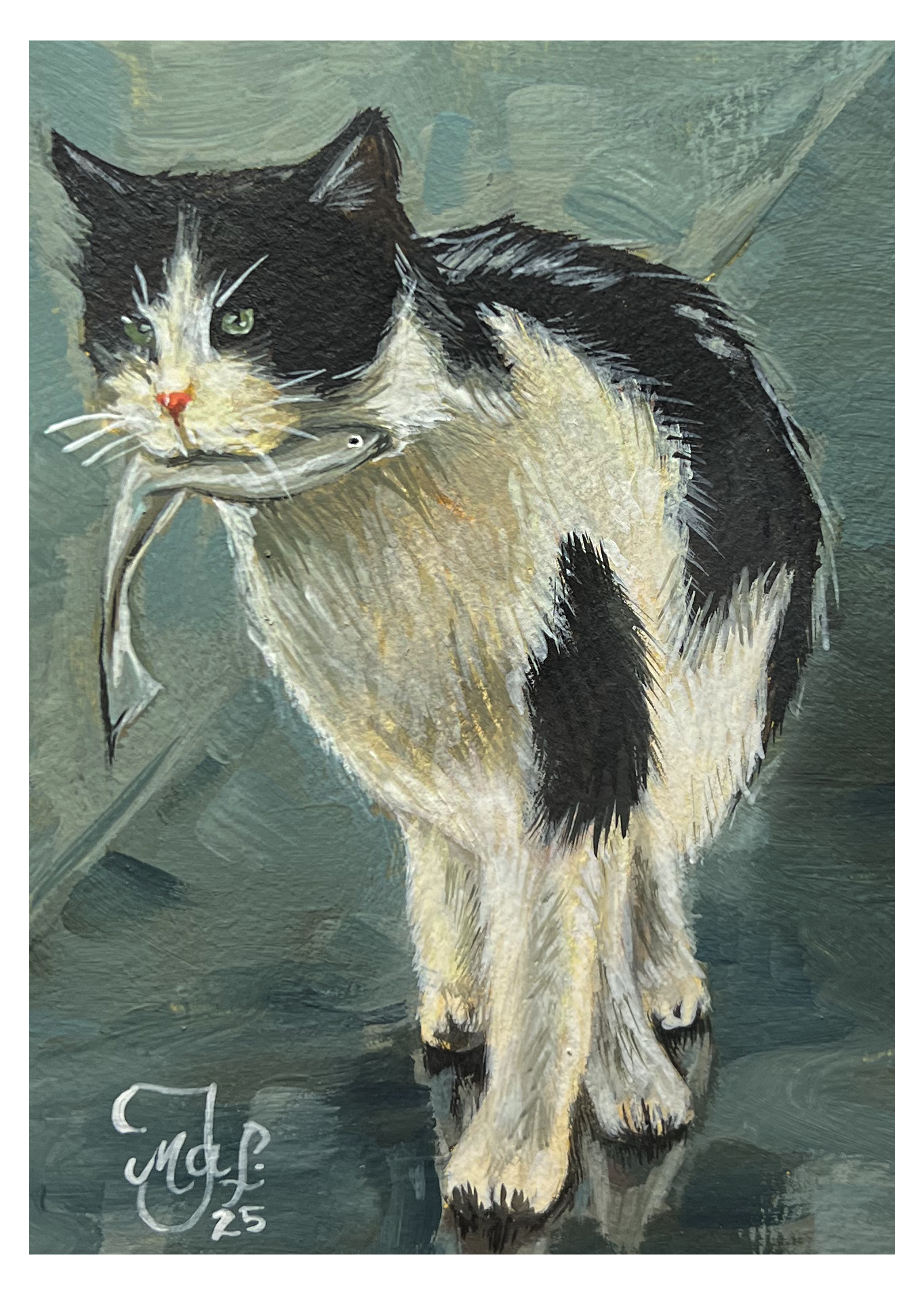 gouache cat painting